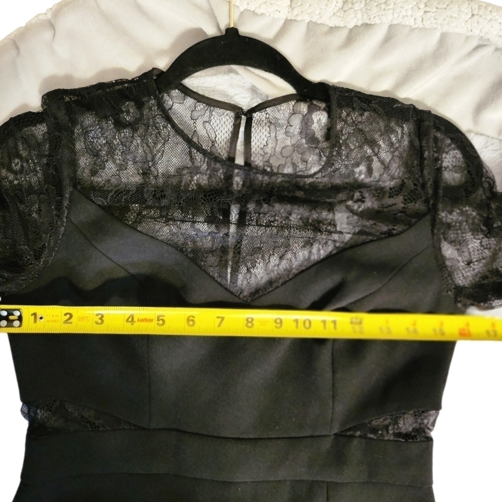 Aidan Mattox Maxi Long Sleeves Lace Bodice Evening Dress w/Slit Size 4 Black NWT - Picture 7 of 16
